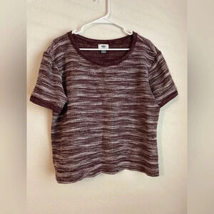 Old Navy women’s short sleeve oversized burgundy striped top size L